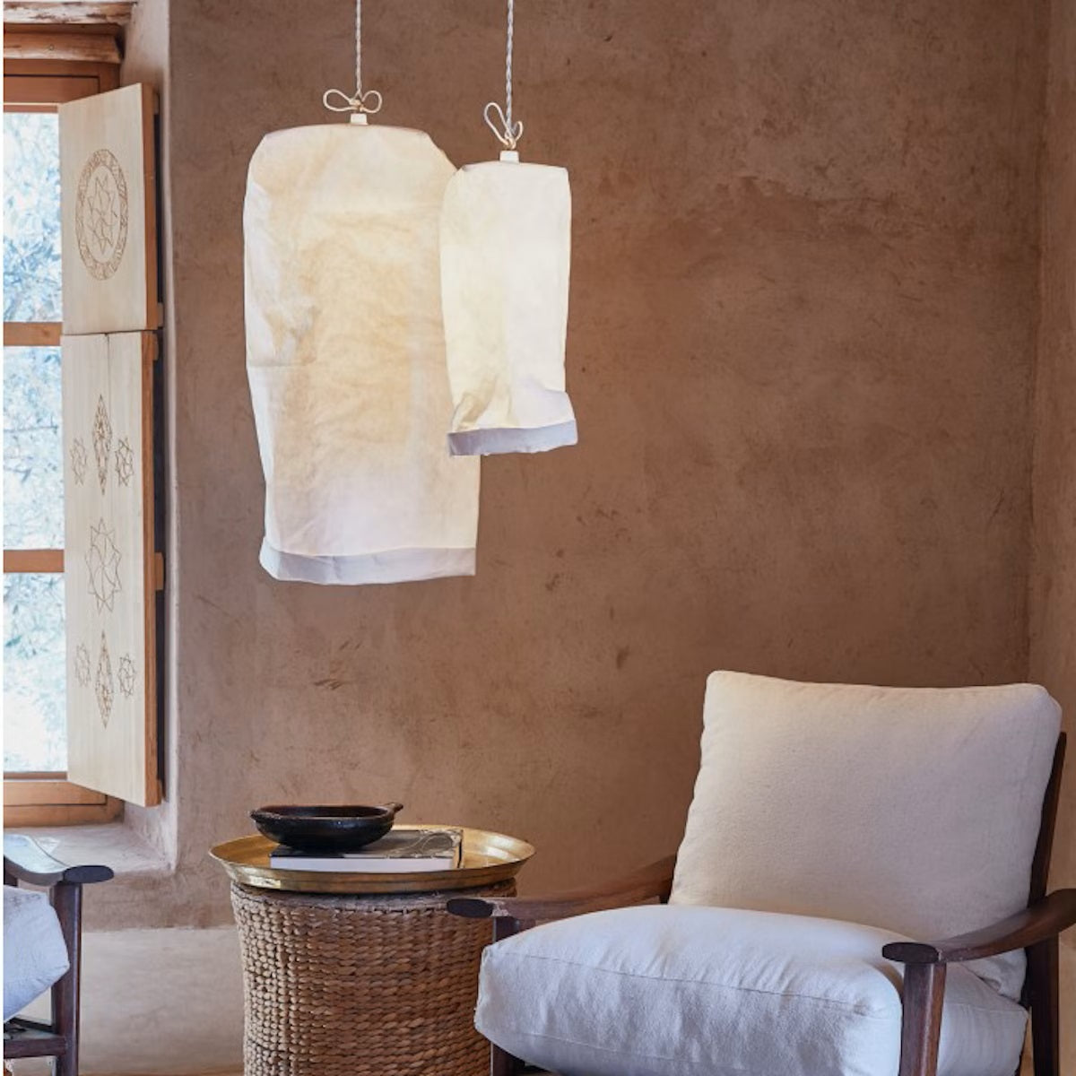 Lampa z prateľného papiera biela