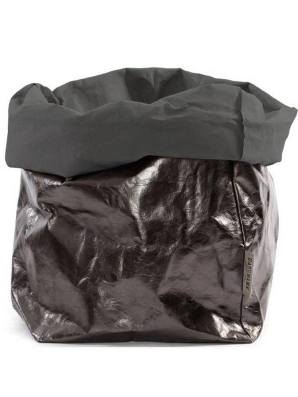 Vrecko z prateľného papiera tmavosivé-metalické