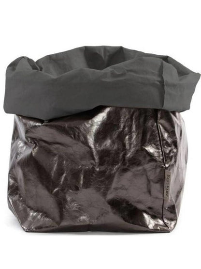 Vrecko z prateľného papiera tmavosivé-metalické